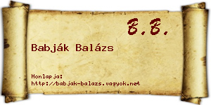 Babják Balázs névjegykártya